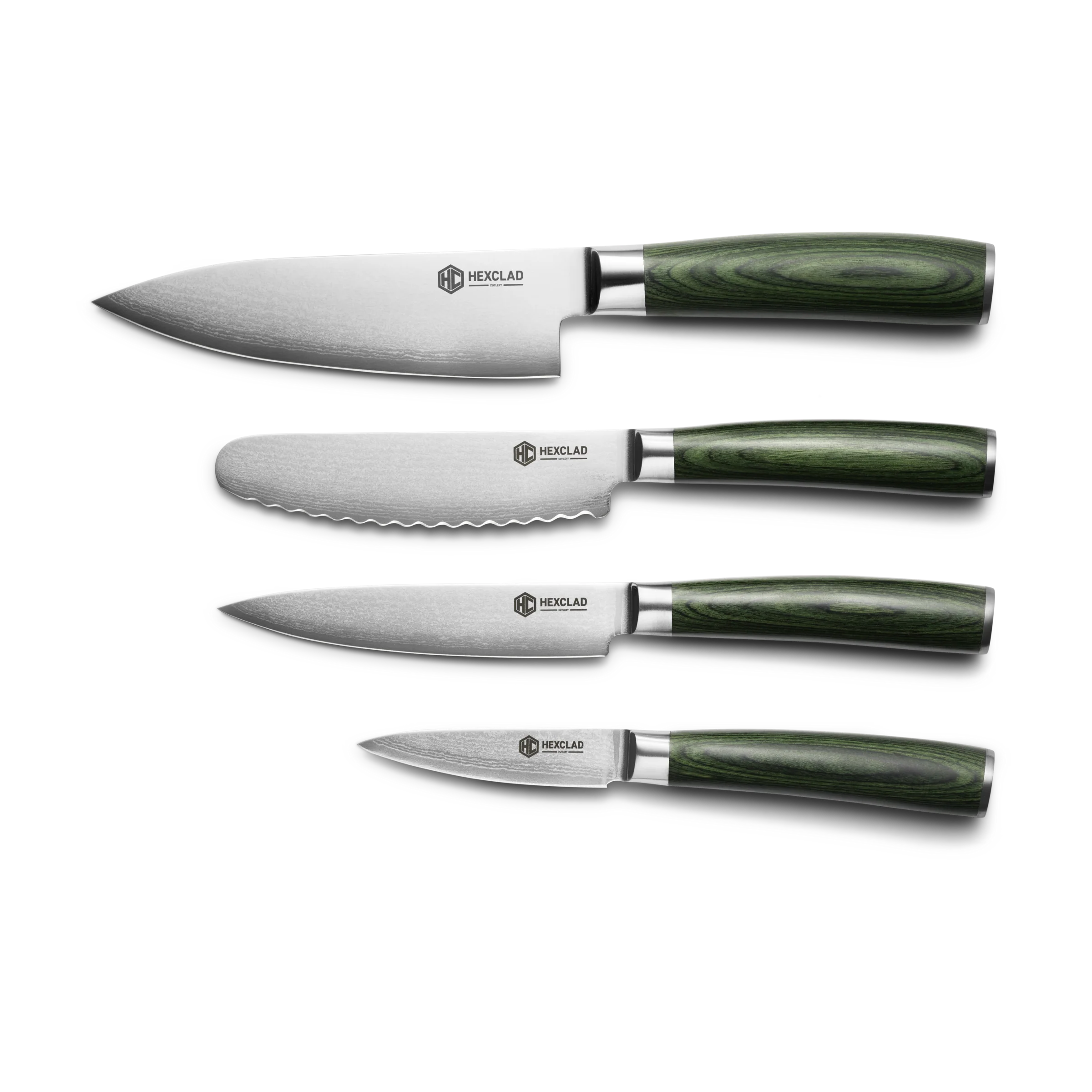 Damascus Steel Studio Knife Set, 5-pc (Green) - Image 3