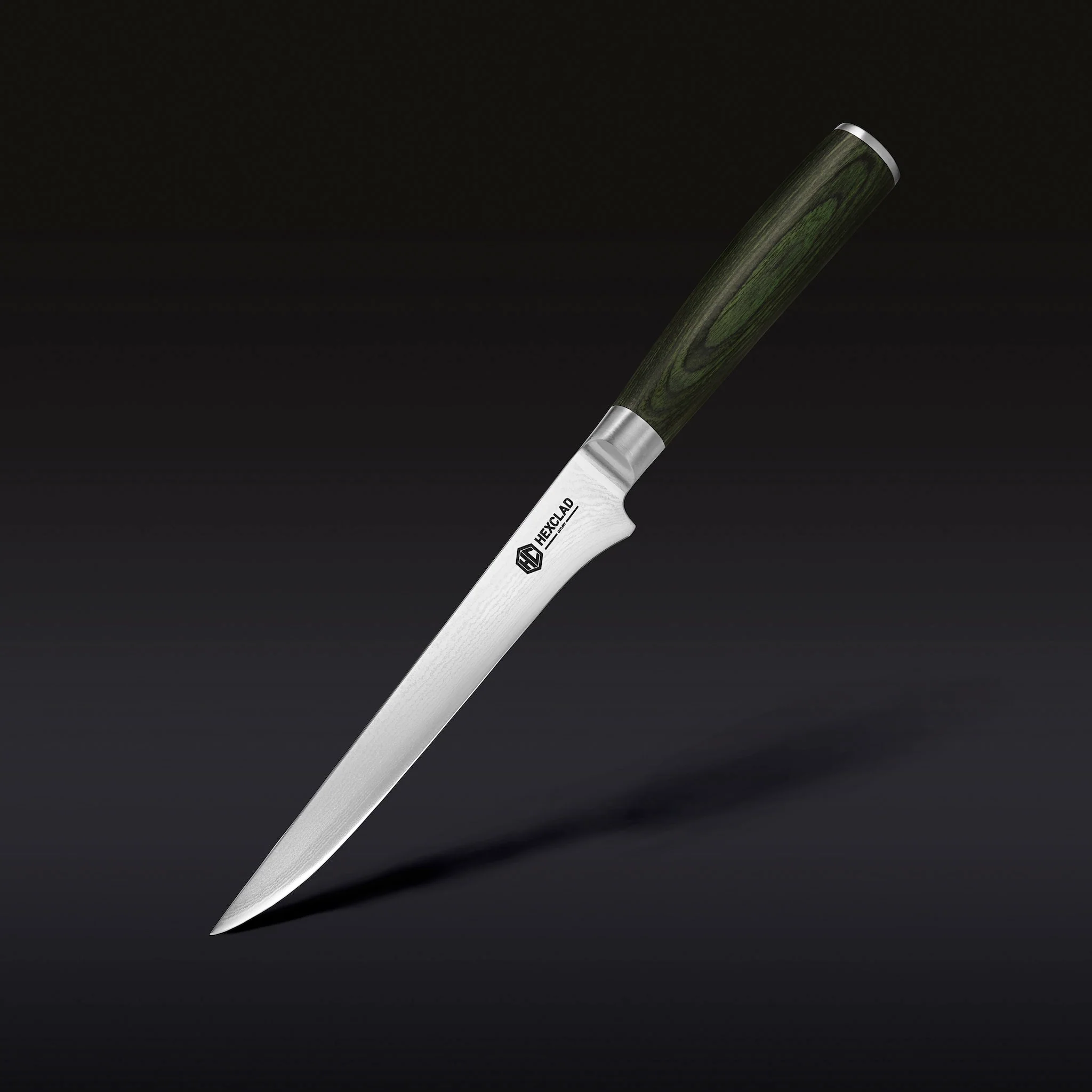 Damascus Steel Boning & Fillet Knife, 6" (Green)