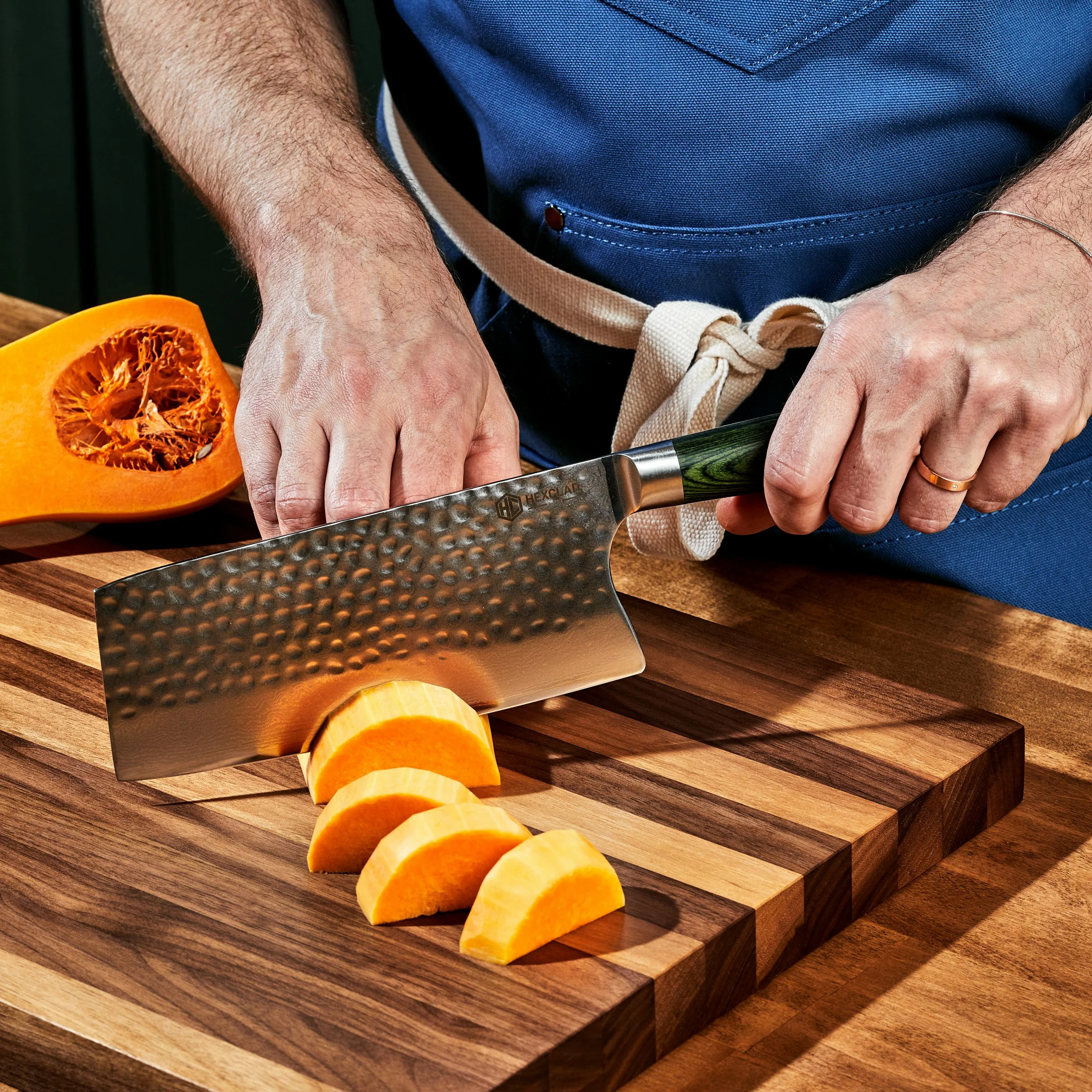 Damascus Steel Cleaver, 7" (Green) - Image 5