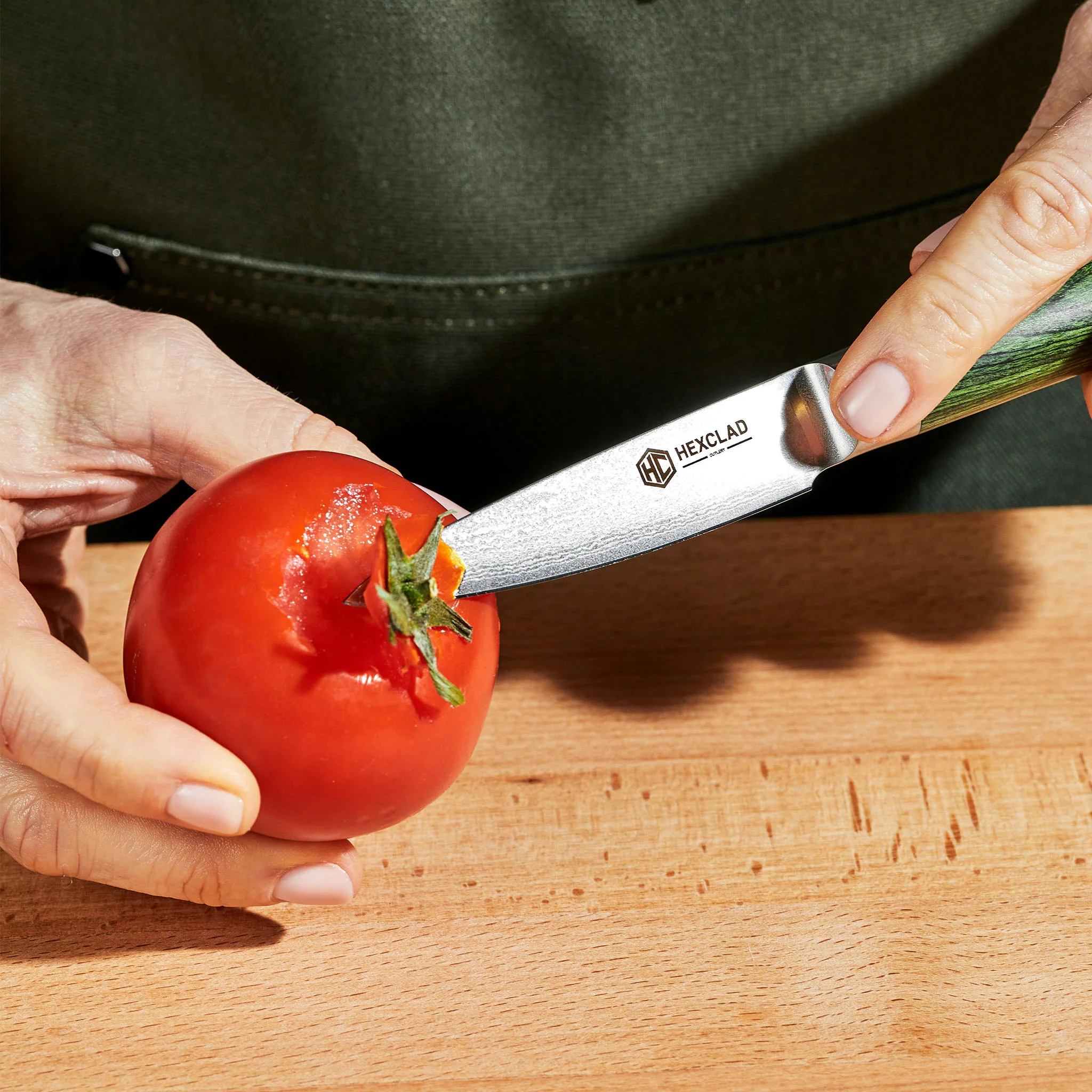 Damascus Steel Paring Knife, 3.5" (Green) - Image 4