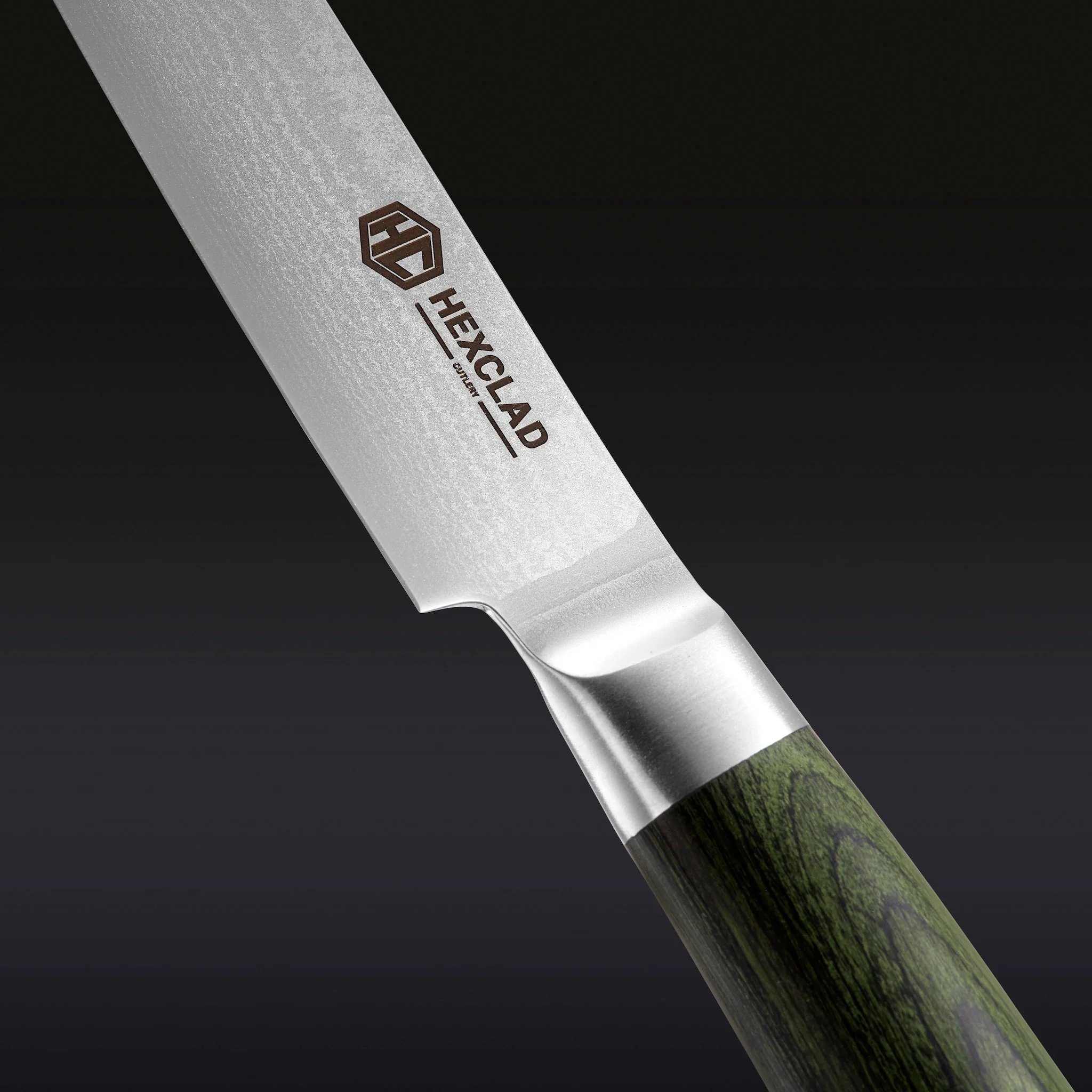 Damascus Steel Utility Knife, 5" (Green) - Image 2