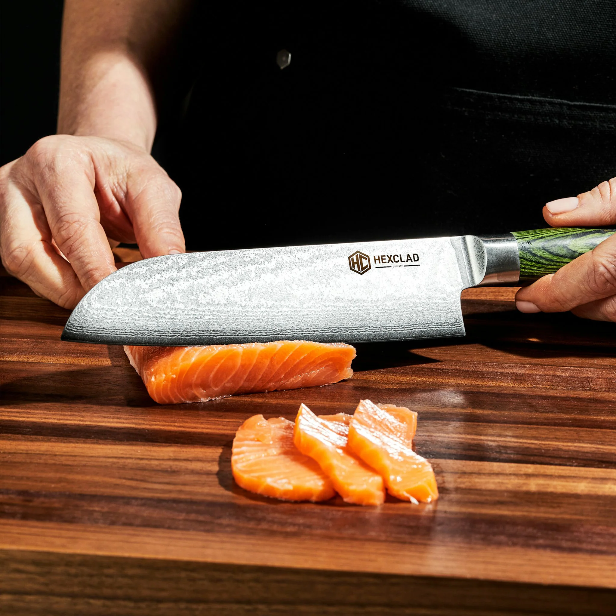 Damascus Steel Santoku Knife, 7" (Green) - Image 5