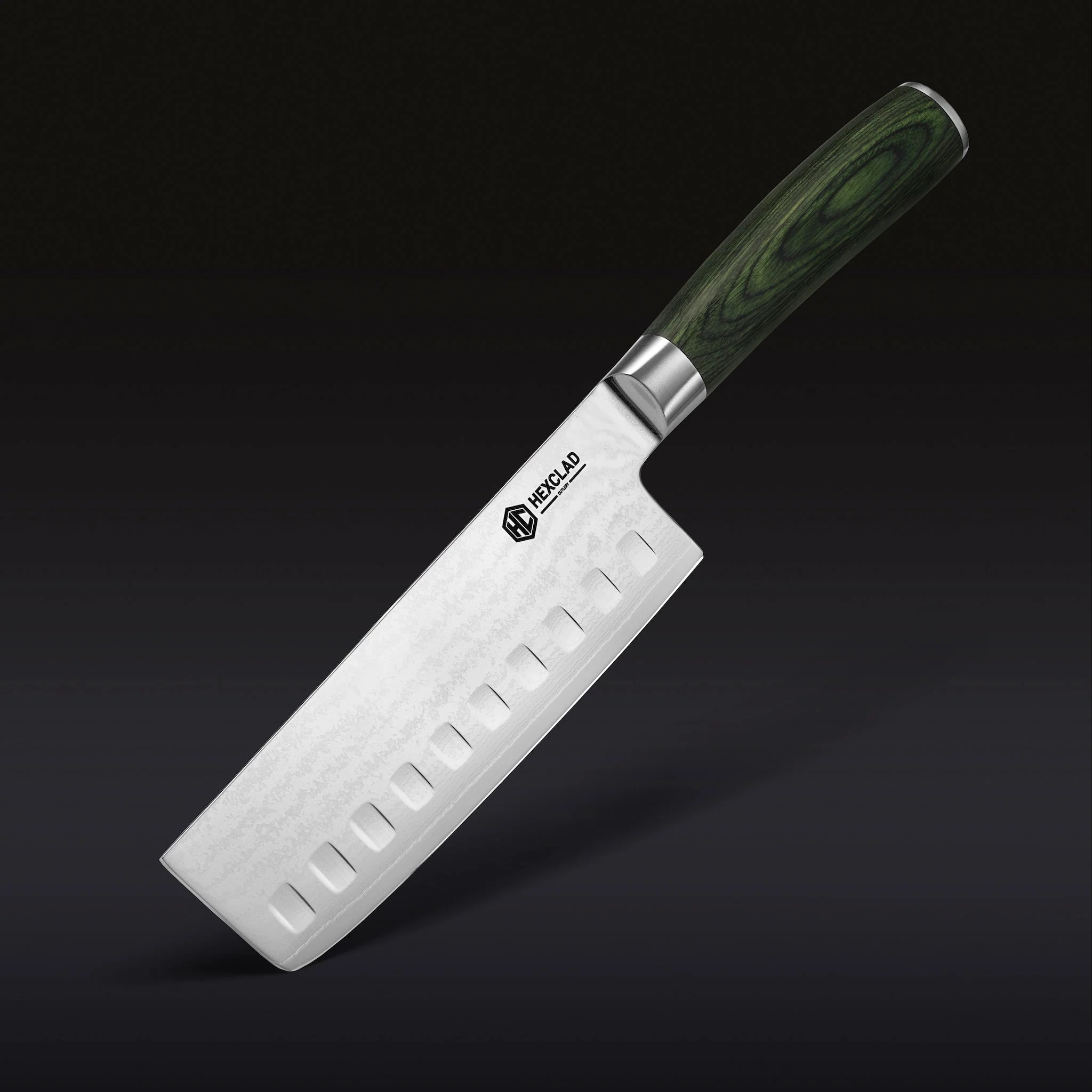 Damascus Steel Nakiri Knife, 6.5" (Green)