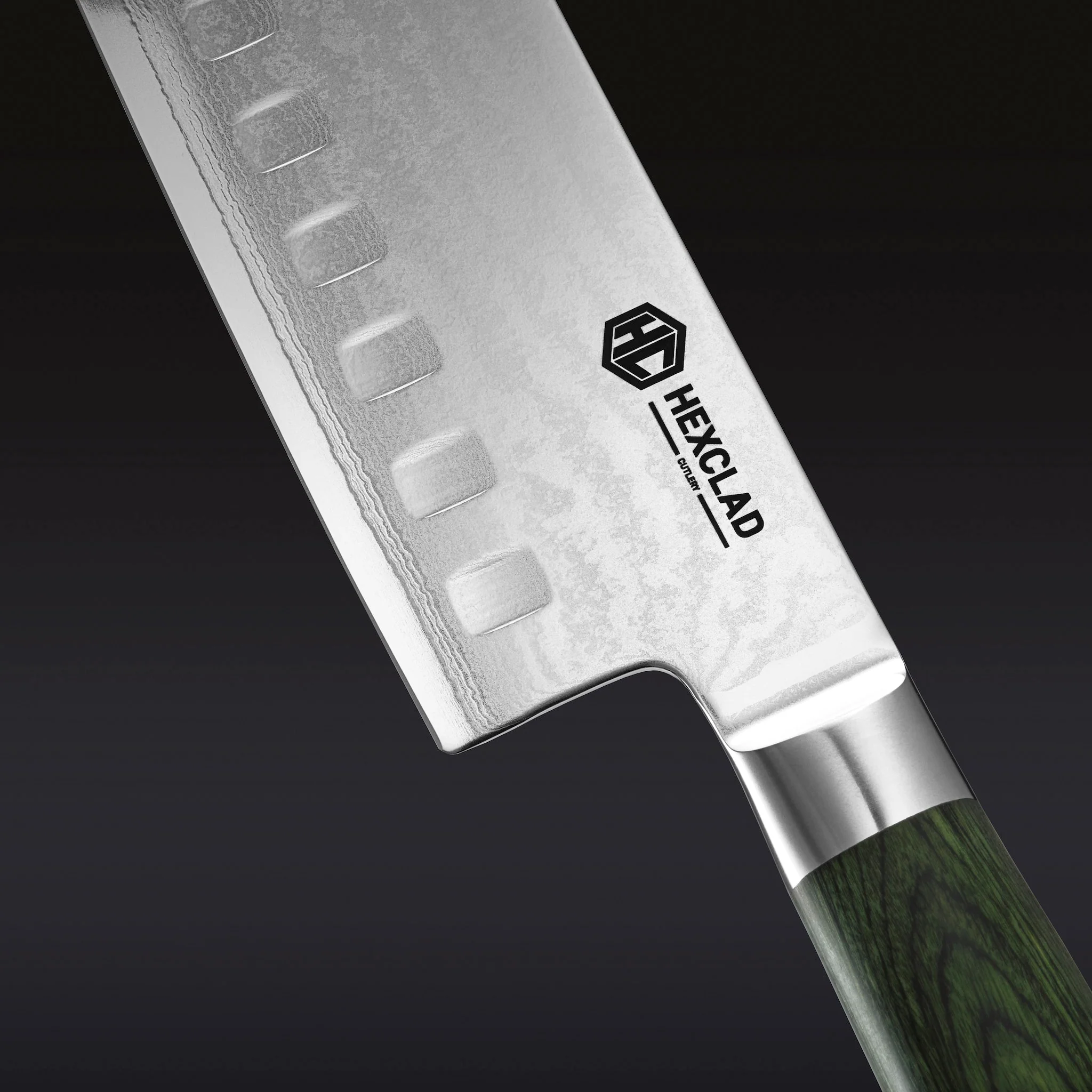Damascus Steel Nakiri Knife, 6.5" (Green) - Image 2