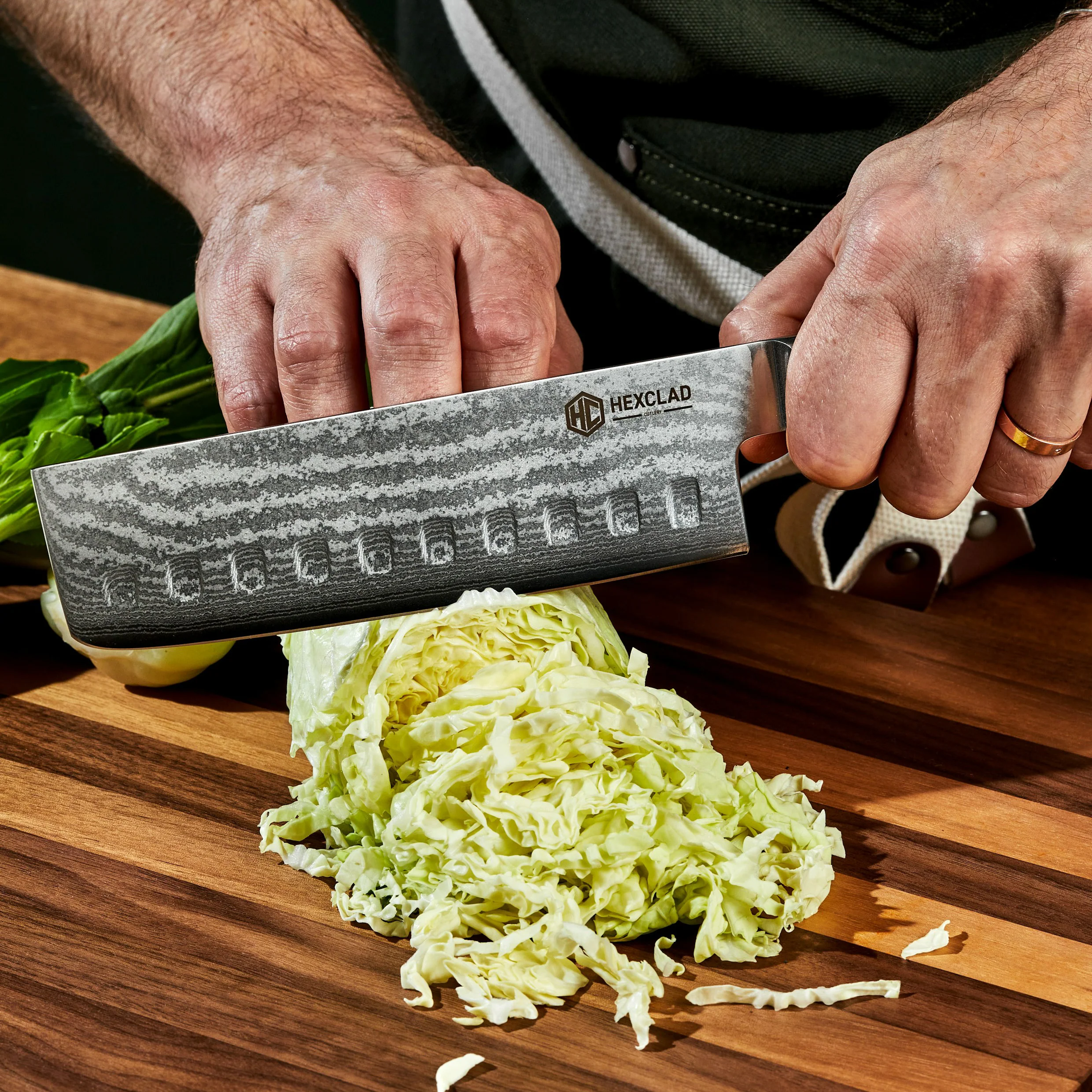 Damascus Steel Nakiri Knife, 6.5" (Green) - Image 4